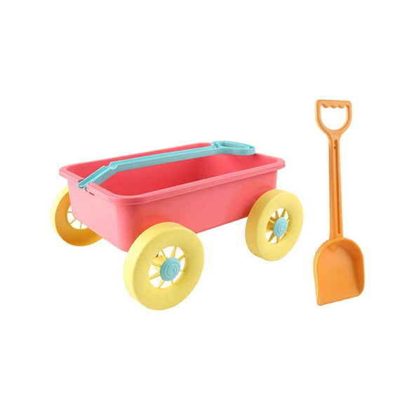 Milaget Kid Wagon Toy Garden Wagon Toy Summer Sand Toy Trolley for Yard Beach Summer Red