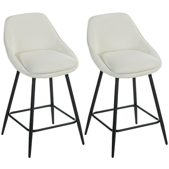 HOMCOM Swivel Bar Stools Set of 2 26" Counter Height Barstools, Cream White