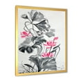 thumbnail image 2 of Designart 'Pink Vintage Lotus Flower and Monochrome Leaves' Traditional Framed Art Print, 2 of 4