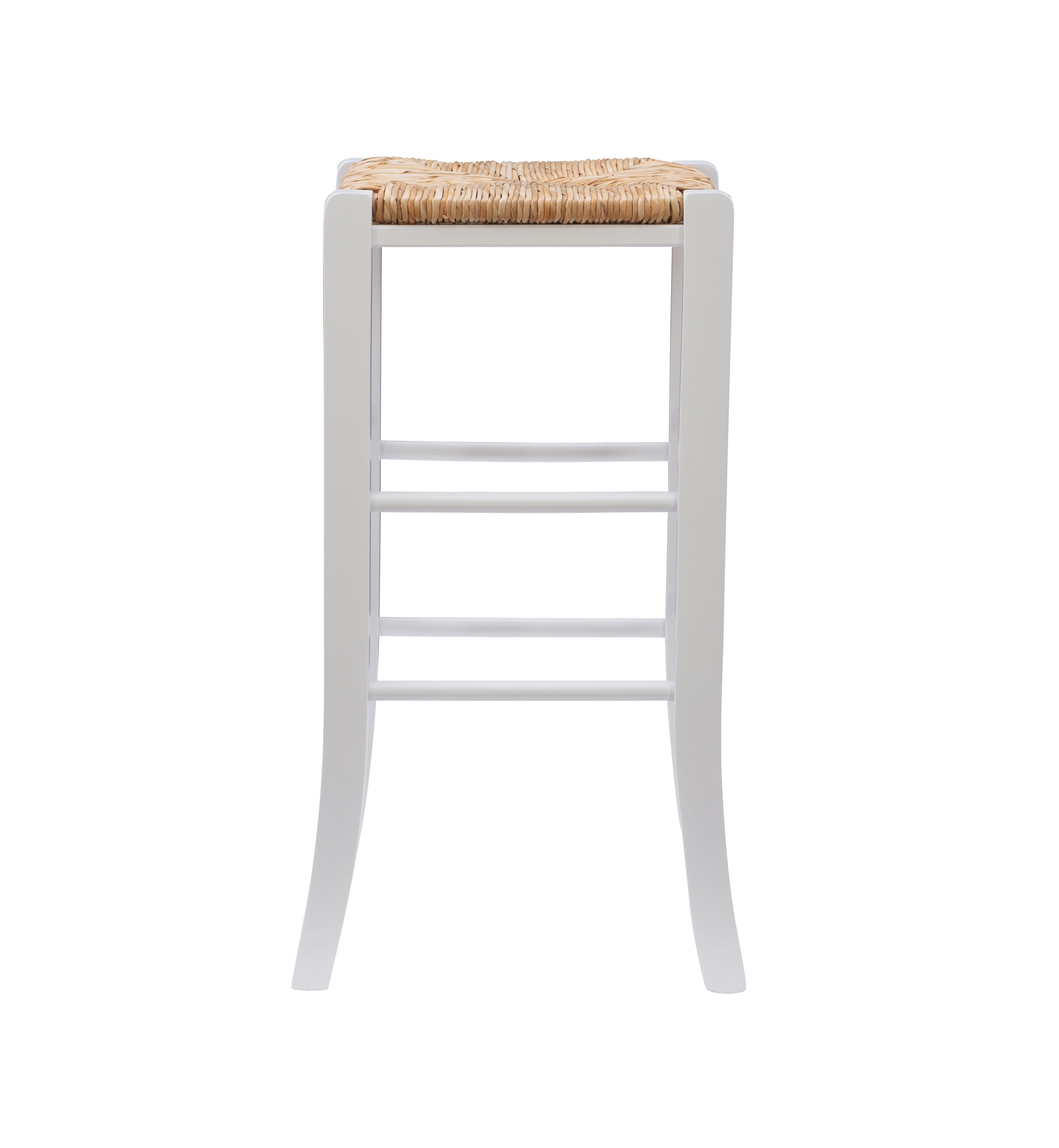 Linon Ivica 29" Backless Bar Stools, Set of 2, Classic White with Handwoven Rush Seat