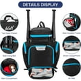 thumbnail image 2 of WOLT Baseball Bag Backpack for Youth Boys Adults Baseball Bag Multifunctional Sport Backpack for Ball Blueline, 2 of 6