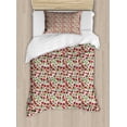 thumbnail image 1 of Bohemian Twin Size Duvet Cover Set, Ornamental Pomegranate Motifs with Little Blue Blossoms Artistic Oriental Design, Decorative 2 Piece Bedding Set with 1 Pillow Sham, Multicolor, by Ambesonne, 1 of 3