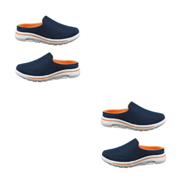 Qarigey 1 par de chanclas de estilo informal para mujer, zapatillas de diseño Simple para fiesta de viaje para niñas, calzado para interiores naranja azul Talla 37 2Conjunto