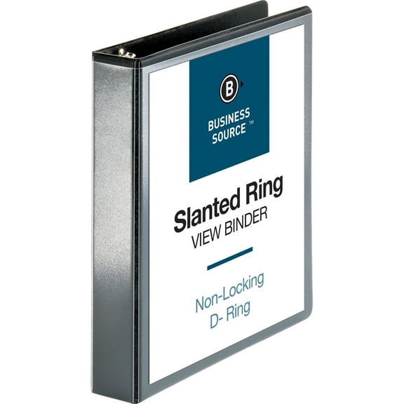 Business Source Basic D-Ring View Binders - 1 1/2" Binder Capacity - Letter - 8 1/2" x 11" Sheet Size - D-Ring Fastener(s) - Polypropylene - Black - Clear Overlay - 1 Each | Bundle of 5