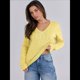 thumbnail image 5 of Suéter de Punto de Larga para Mujer, Jersey Ajustado con Cuello en V, Moda de Otoño, Atuendos Informales de Negocios para Otoño. Amarillo M, 5 of 10