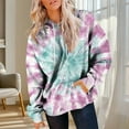 thumbnail image 3 of Hoodies for Women Fashion Tie Dye Gradient Oversized Sweatshirt Plus Size Loose Fit Cute Hooded Jacket Outwears Drawstring Fall Pullover Tops with Pocket, 3 of 7