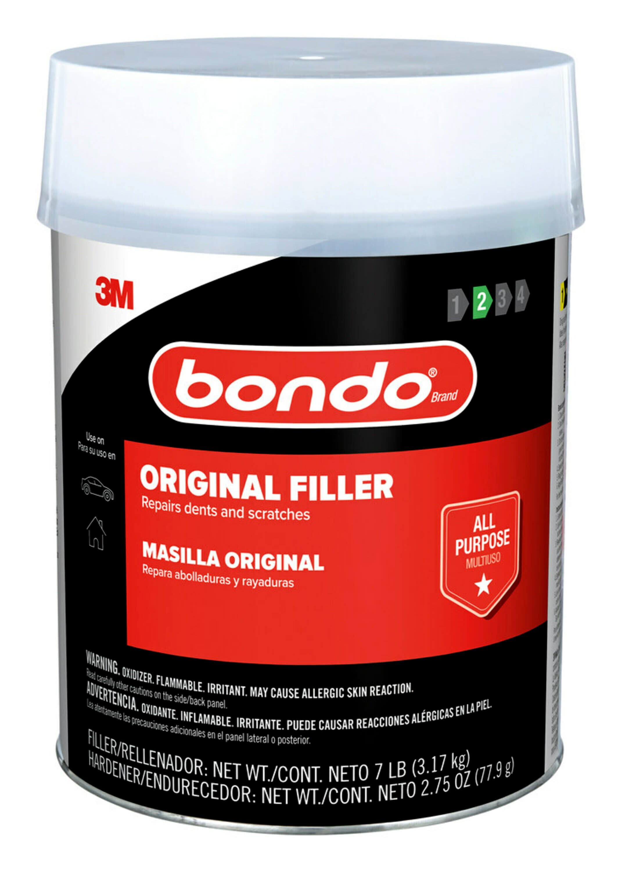 3M Bondo Original Filler, Automotive Repair, For Dents, Dings, Scratches, 1 gal, 7 lb