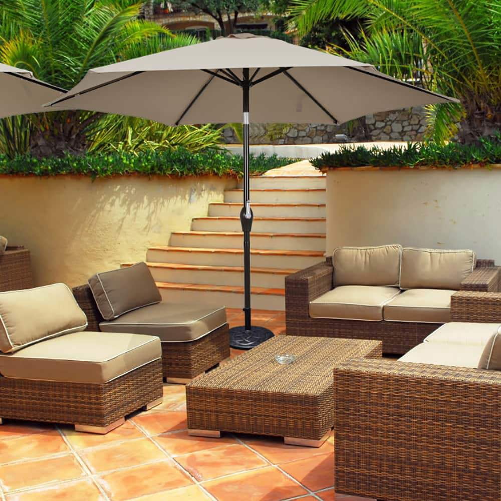 Spaco 10 FT Outdoor Patio Umbrella with Tilt Adjustment and Crank, Patio Umbrella, Tan