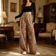 thumbnail image 2 of Women's Wide Leg Jeans Floral Print Bohemian Style Flowy Loose Wide Leg Vintage Baggy Jeans High Waist Stretchy Straight Leg Loose Denim Pants with Pockets, 2 of 8