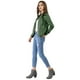 thumbnail image 4 of Chaqueta corta de motociclista Allegra K Piel sintética asimétrica con cremallera frontal mujer ejercito verde S, 4 of 6