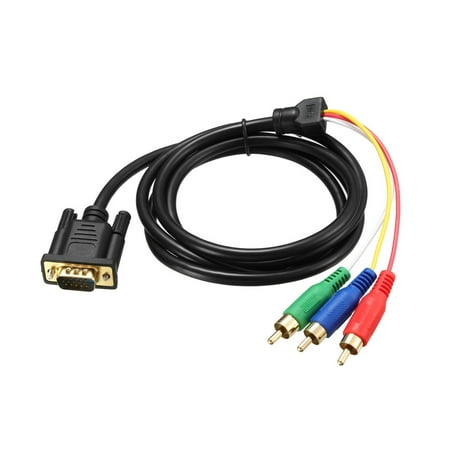 VGA to 3 RCA Cable RGB Male to Male Audio Video AV Component Adapter Transmitter for HDTV DVD HD 5ft 1.5m