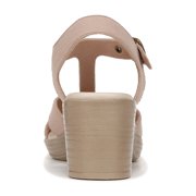 Bzees For Lifestride Women's Everly Block Heel Sandal Beige Denim 9W