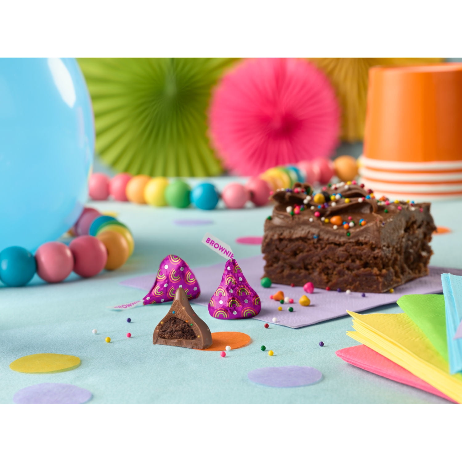 Hershey's Kisses Rainbow Brownie Flavored Candy, Bag 4.2 oz (Pack of 4)