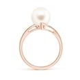 thumbnail image 2 of Angara Solitaire Freshwater Cultured Pearl Bypass Split Shank Ring in 14K Rose Gold for Women | June Birthstone Jewelry for Her, 2 of 8