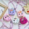 thumbnail image 2 of Bolso cruzado de silicona con dibujos de unicornios para niños pequeños, bandolera de hombro con correa ajustable, paquete de bolsillo de viaje para vacaciones, 2 of 4