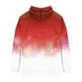 thumbnail image 3 of Men’s Pullover Hoodie with Drawstring Hood and Snowflake Print Casual Long Sleeve Sweatshirt for Everyday Wear Watermelon Red L, 3 of 4
