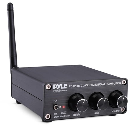 Pyle PDA22BT Compact Powerful Home Audio Amplifier Receiver Mini with Bluetooth 5.0 2 x 100 Watt