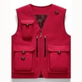 thumbnail image 3 of RYDCOT Men's Fishing Vest Utility Lightweight Outdoor Travel Sai Photo Cargo Vest with Muti Tool Pockets Red, 3 of 3