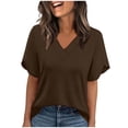 thumbnail image 7 of Tauxra Women's V-Neck Ruffle Short Sleeve Top, Casual Solid Color Shirt for Everyday Wear, Soft Polyester Blouse, Breathable And, Washable, 7 of 7