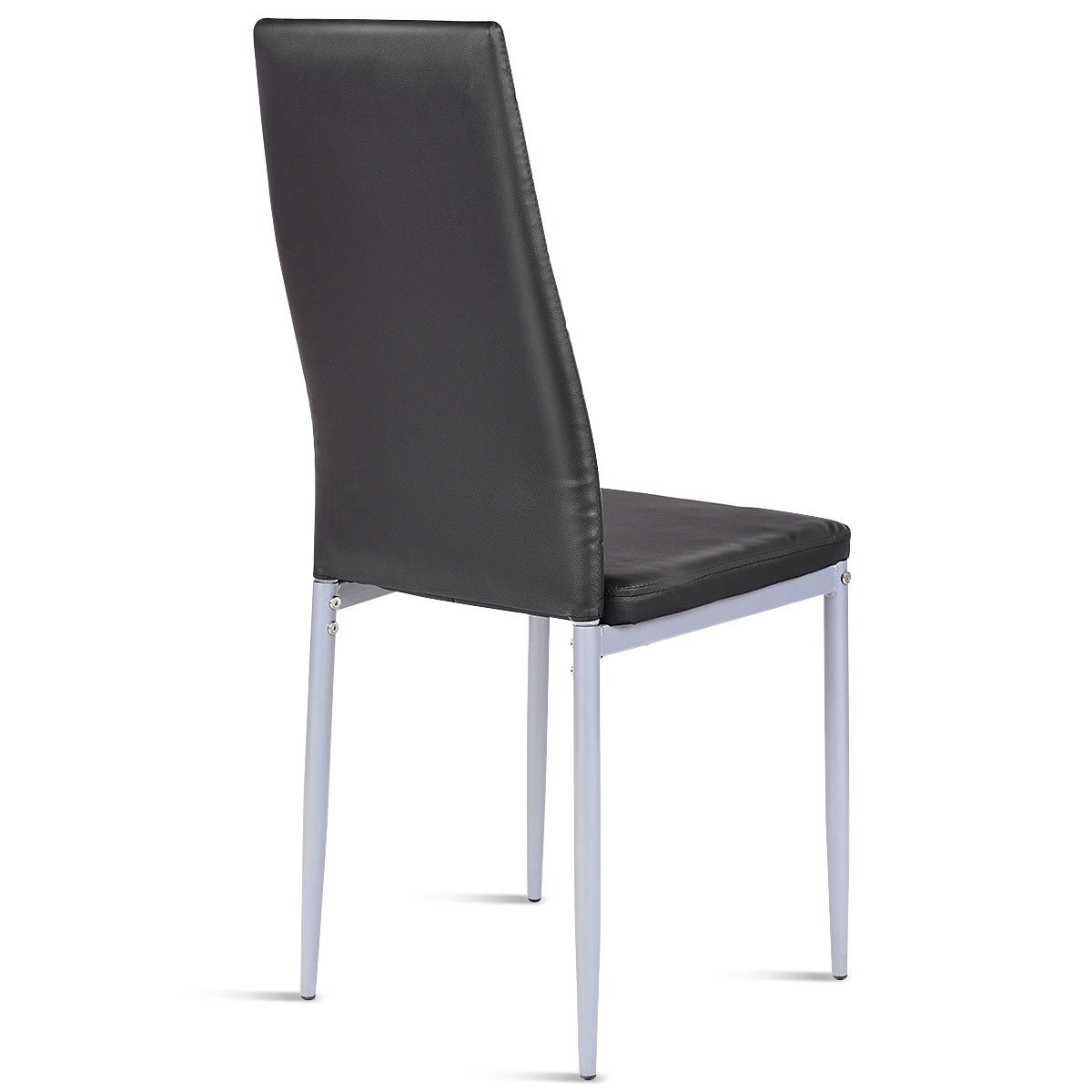 Costway Set of 4 PU Leather Dining Side Chairs Elegant Design Home Furniture Black Contemporary