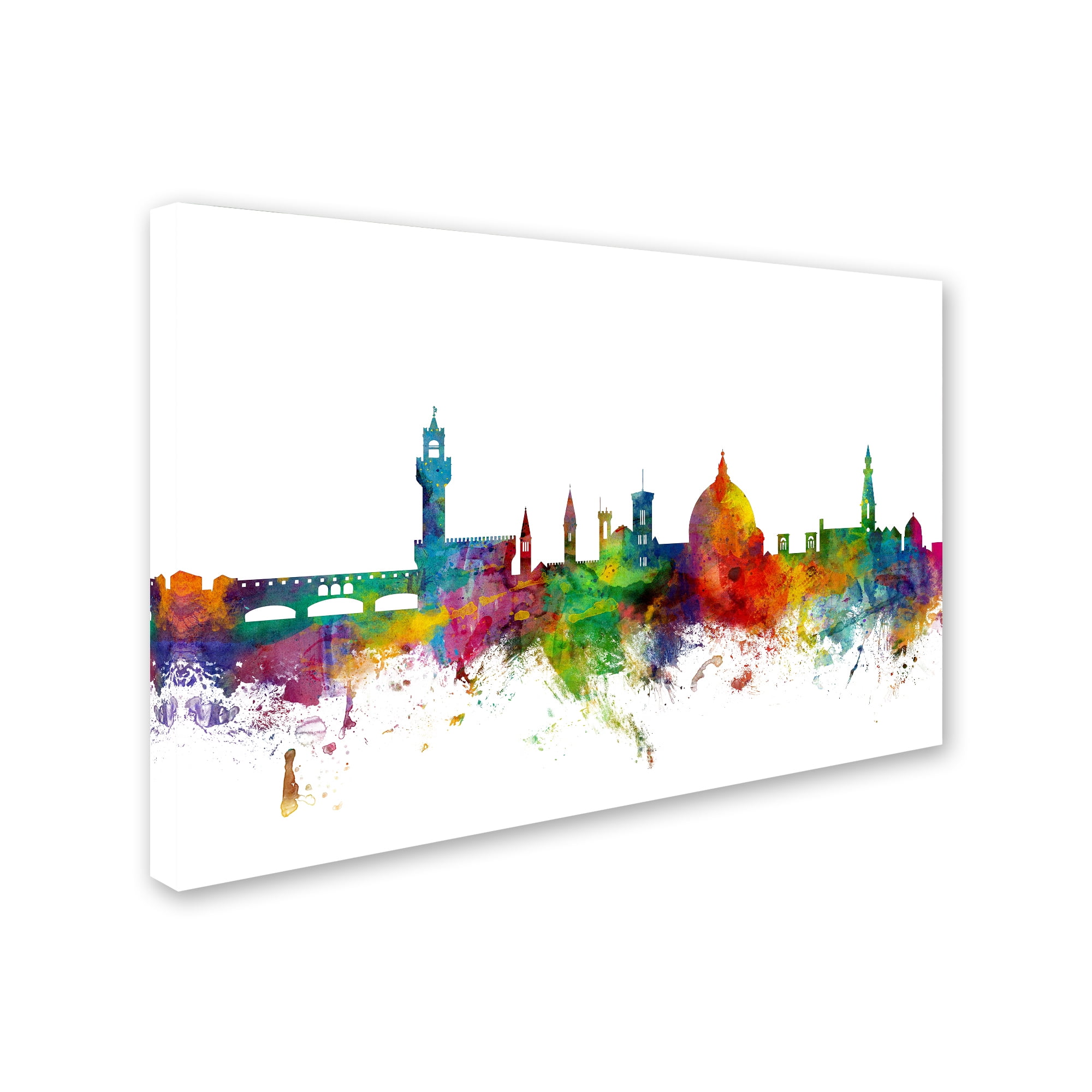 Trademark Fine Art "Florence Italy Skyline White" Canvas Art by Michael Tompsett