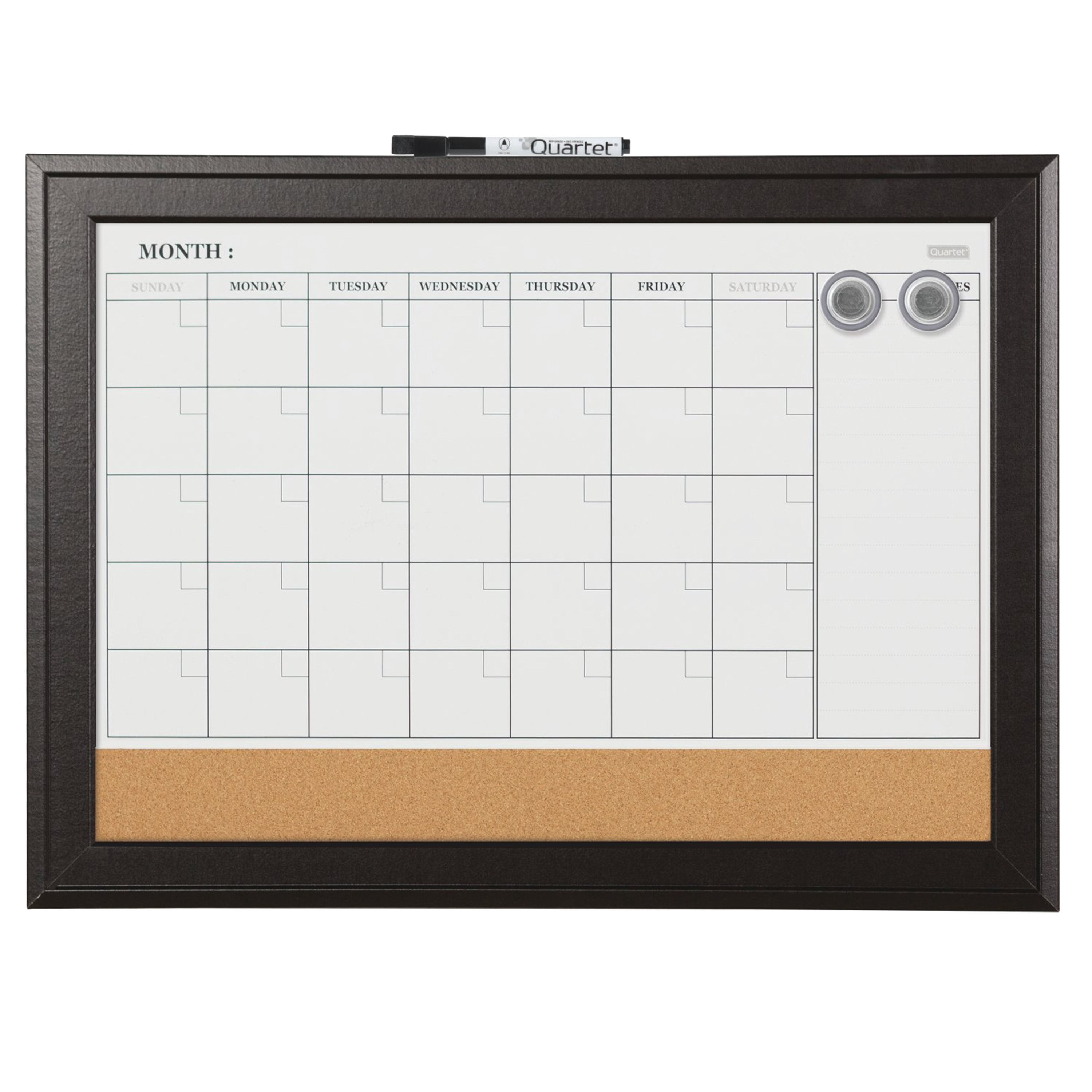 Quartet Magnetic Combination Calendar Board Espresso Frame 79275 