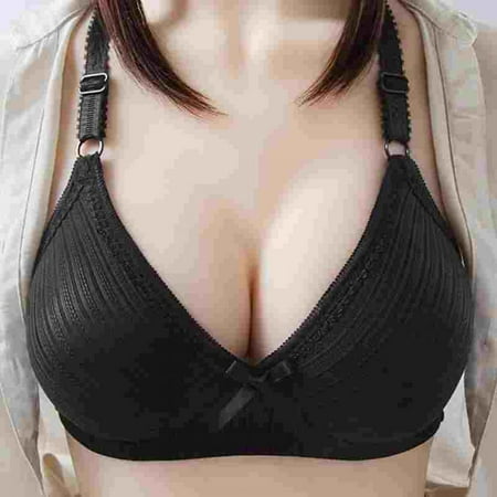 

SweetCandy Fashion Aunt Lace Bamboo Charcoal Cotton Comfortable Inner Cup Gathered Side-closing Deep V-shaped Thin Cup Bra