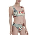 thumbnail image 2 of Daiia Patchwork In Country Style printed 2 piece Swimsuit Bikinis for Women High Waisted Racerback Bathing Suits Summer Tummy Control Scoop Neck Swimwear-X-Large, 2 of 8