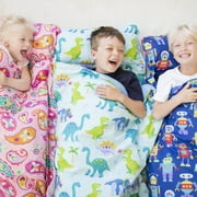 Wildkin Original Nap Mat with Pillow for Boys and Girls, Features Hook and Loop Fastener, Roll-Up Design, Soft Cotton Blend Materials (Unicorn)