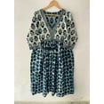 thumbnail image 2 of Indigo Dabu Work Block Printed Cotton Dress,Floral Dress,Cotton Block Print Dress, Long Dressing Gown,Indian Cotton Dress, 2 of 9