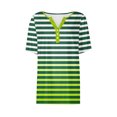thumbnail image 5 of Fiudx Liquidación de Ahorros de Verano Camiseta Casual de Moda para Mujer Blusas Estampadas a Rayas Degradadas Top con Botones y Cuello En V, 5 of 5