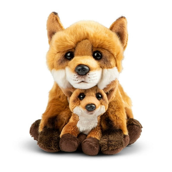 DEMDACO Momma Fox and Baby 9 Inch Brown Polyester Plush Stuffed Animal