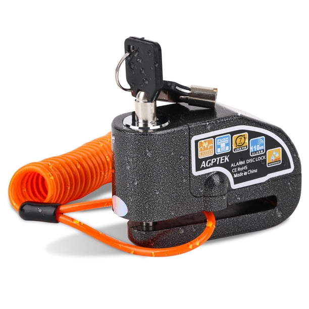 Candado AGPTEK para motocicleta con alarma de 110dB y cable de 1.5 m
