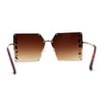thumbnail image 4 of Leaf Rhinestone Rimless Rectangle Square Butterfly Sunglasses Gold Brown, 4 of 4