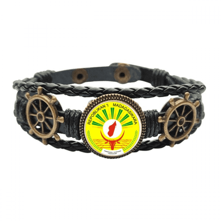 madagascar afnational emblem leather braided ocean bracelet wristband
