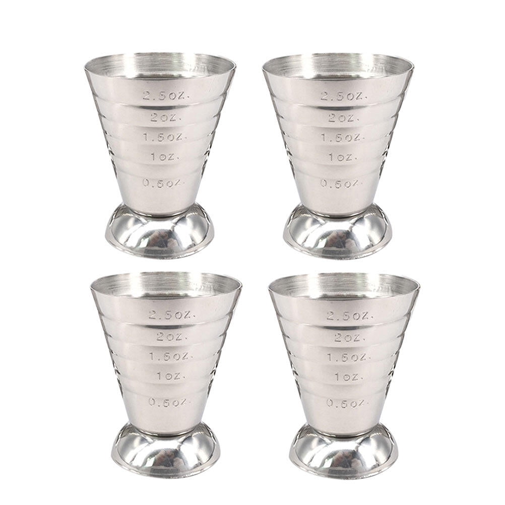 4pcs Practical Stainless Steel Bartending Scale Cups Measuring Jiggers