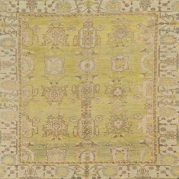Ahgly Company Indoor Square Abstract Metallic Gold Oriental Area Rugs, 6' Square