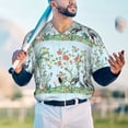 thumbnail image 5 of Hirioo Chinoiserie Floral Palm Tree for Men's Baseball T-shirt Shirts Short Sleeve Casual Summer Button Stretch T Shirts,Size S-4XL-Large, 5 of 7