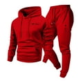 thumbnail image 4 of mihongmao Y2k Outfits for Men Casual Pullover Hooded Sports Print Long Sleeve Trousers Two-Piece Elastic Waist Tracksuit Red L, 4 of 5