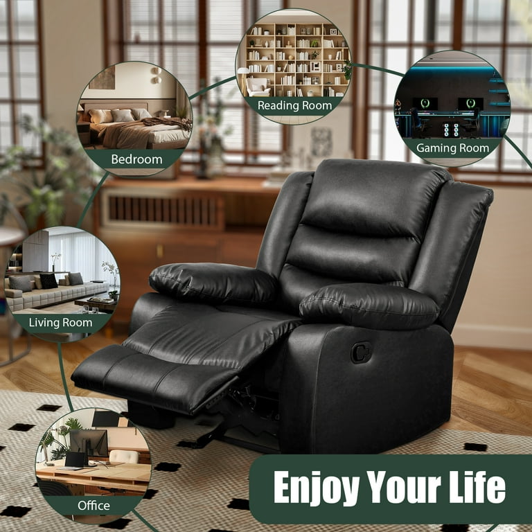 TrumanPick Manual Recliner Glider, Black Faux Leather photo 4