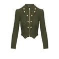 thumbnail image 2 of Women's Military Crop stretch Gold Zip up Blazer Jacket, 2 of 3