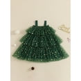 thumbnail image 5 of Jaweiwi Toddler Kids Little Girl Christmas Dress 1-9 Years Star Print Square Neck Sleeveless Layered Tulle Dresses with Plush Ball Christmas Hat, 5 of 9
