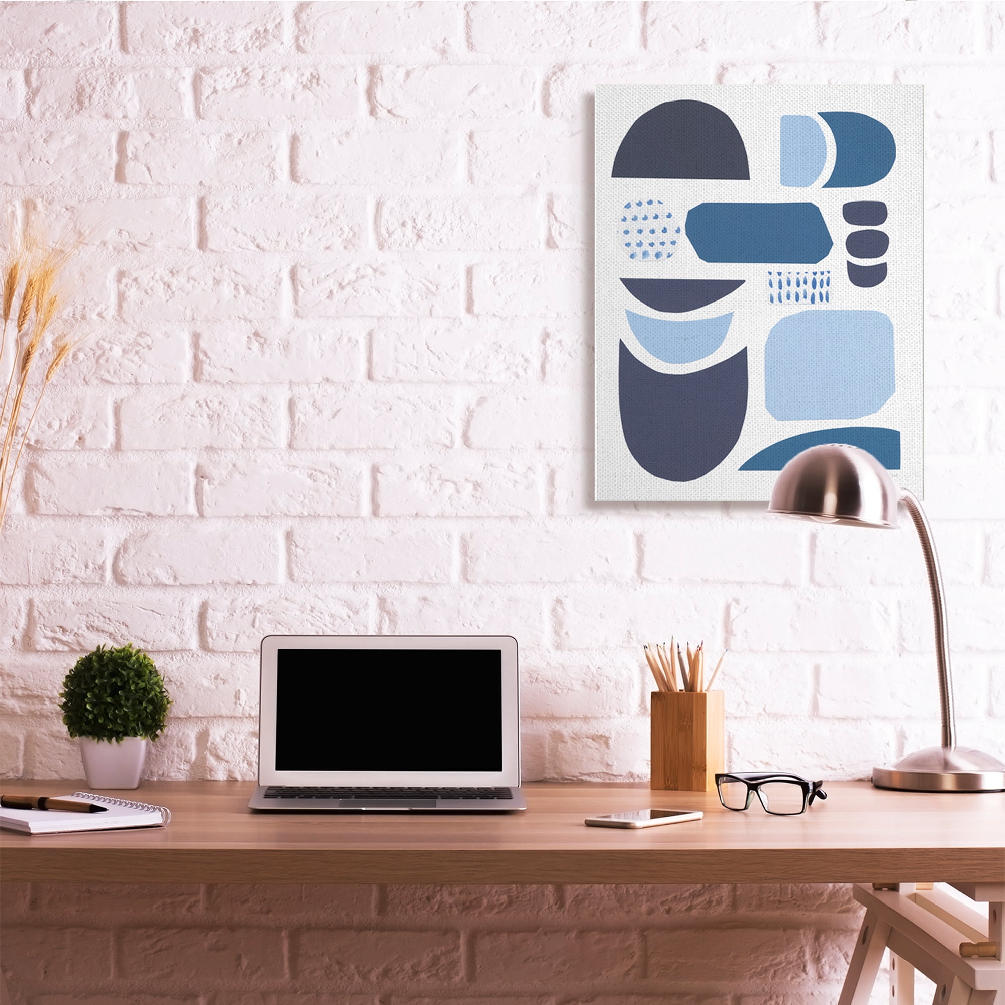 Stupell Industries Collage of Blue Abstract Shapes Tonal Pattern Canvas Wall Art, 30 x 40, Design by Courtney Prahl