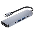 thumbnail image 1 of Type-C HUB DIPTOR USB-C CARGA RÁPIDA 3.5mm Puertos Adaptador de expansión Accesorios para computadora Oficina doméstica 5-en 1 Inevent EL005670-00B, 1 of 7