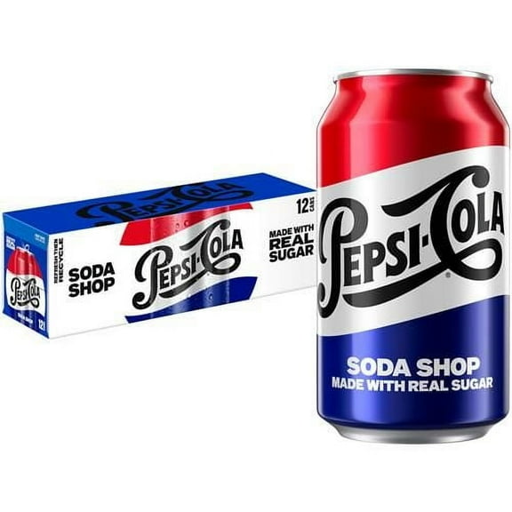 Pepsi Real Sugar Soda, 12 Fl Oz Cans, (12 Pack), Cola, Soda Pop - Pack of 2