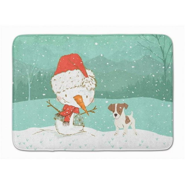 CK2091RUG Jack Russell Terrier No.2 Bonhomme de Neige Tapis en Mousse à Mémoire de Forme Lavable en Machine