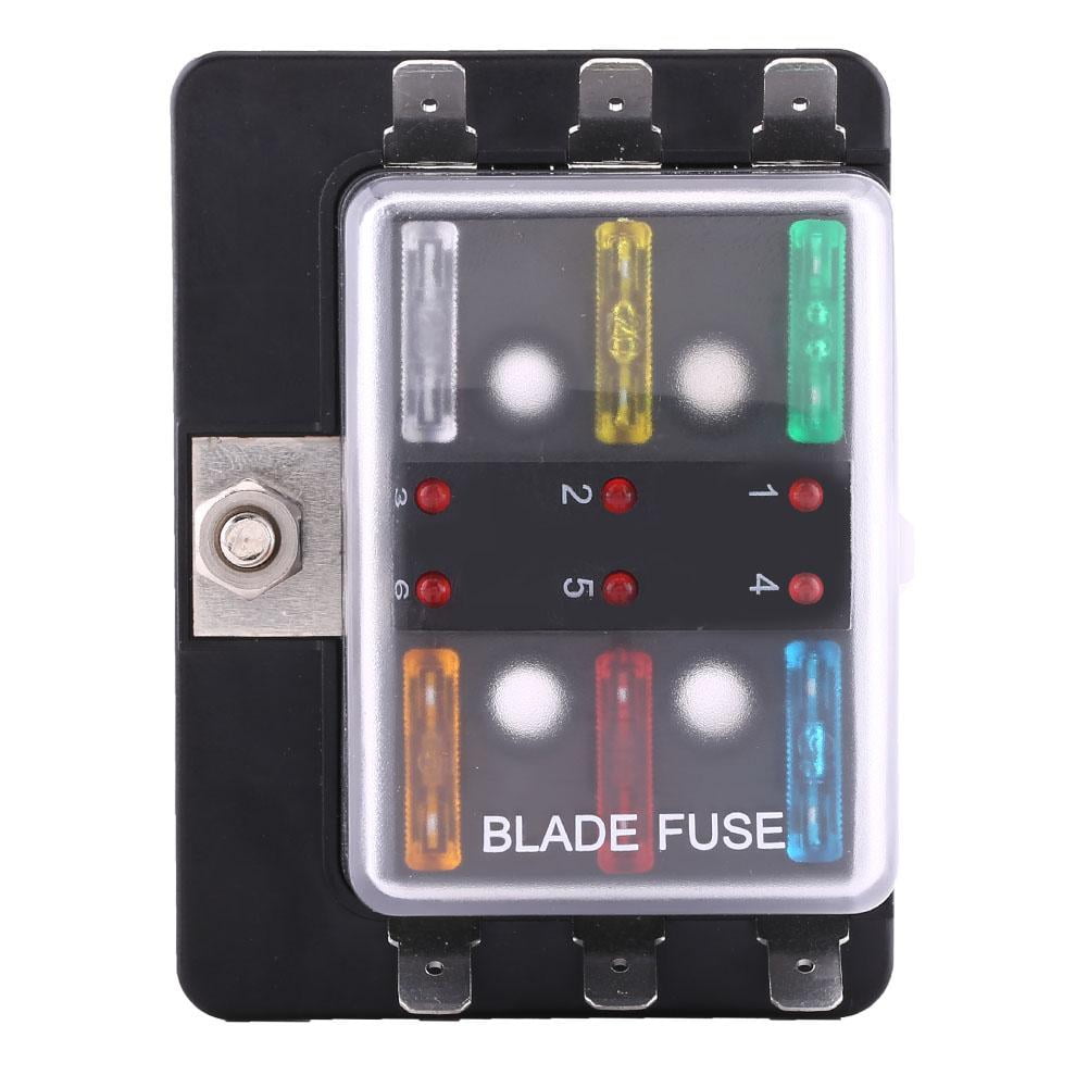 Tebru Fuse Block, Blade Fuse Box, 6 Way Circuit Blade Fuse Box Block