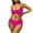 Hot Pink, variant on yievot Women's Bikini Sets Two Piece Swimsuit Ruched High Waisted Tummy Control Twist Front Bathing Suits