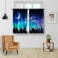 thumbnail image 2 of Forest Country Kitchen Curtains - Moon Rustic Modern Aesthetic Art Short Cafe Tier Curtains Decor for Living Room Starry Galaxy Rod Pocket Window Drapes 24 Inch Length 2 Panels Set 28"x24", 2 of 5