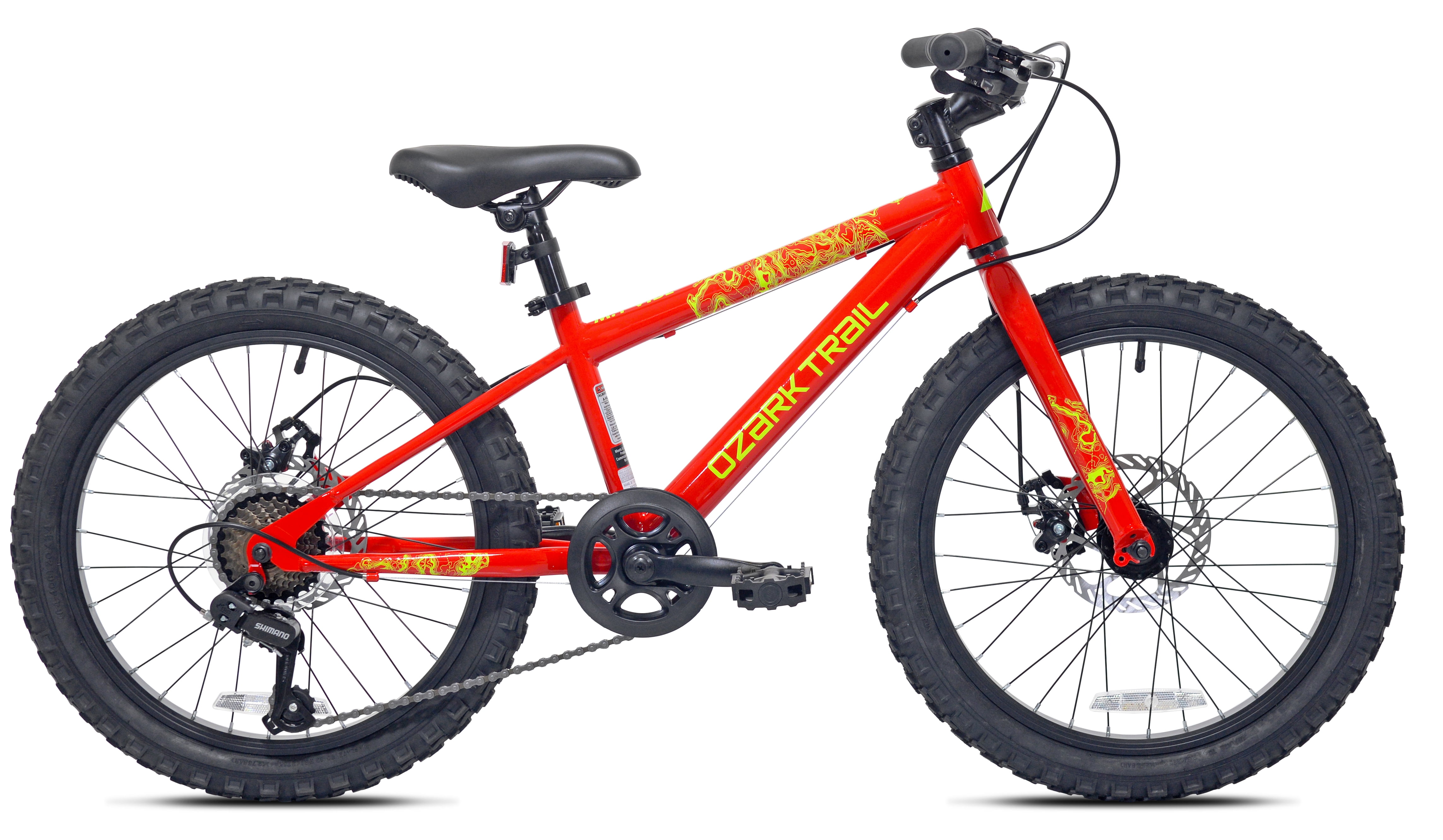 Ozark Trail 20" Mountain Bike, 7 Speed, Fits Rider 3'11"-4'4", Red, Child/Tween/Teen, Unisex, Online Only